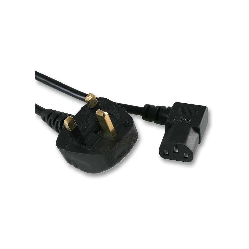 Pro Elec - 13A Uk Plug To Right Angled Iec C13 Mains Lead, 2M Black 5051259151086