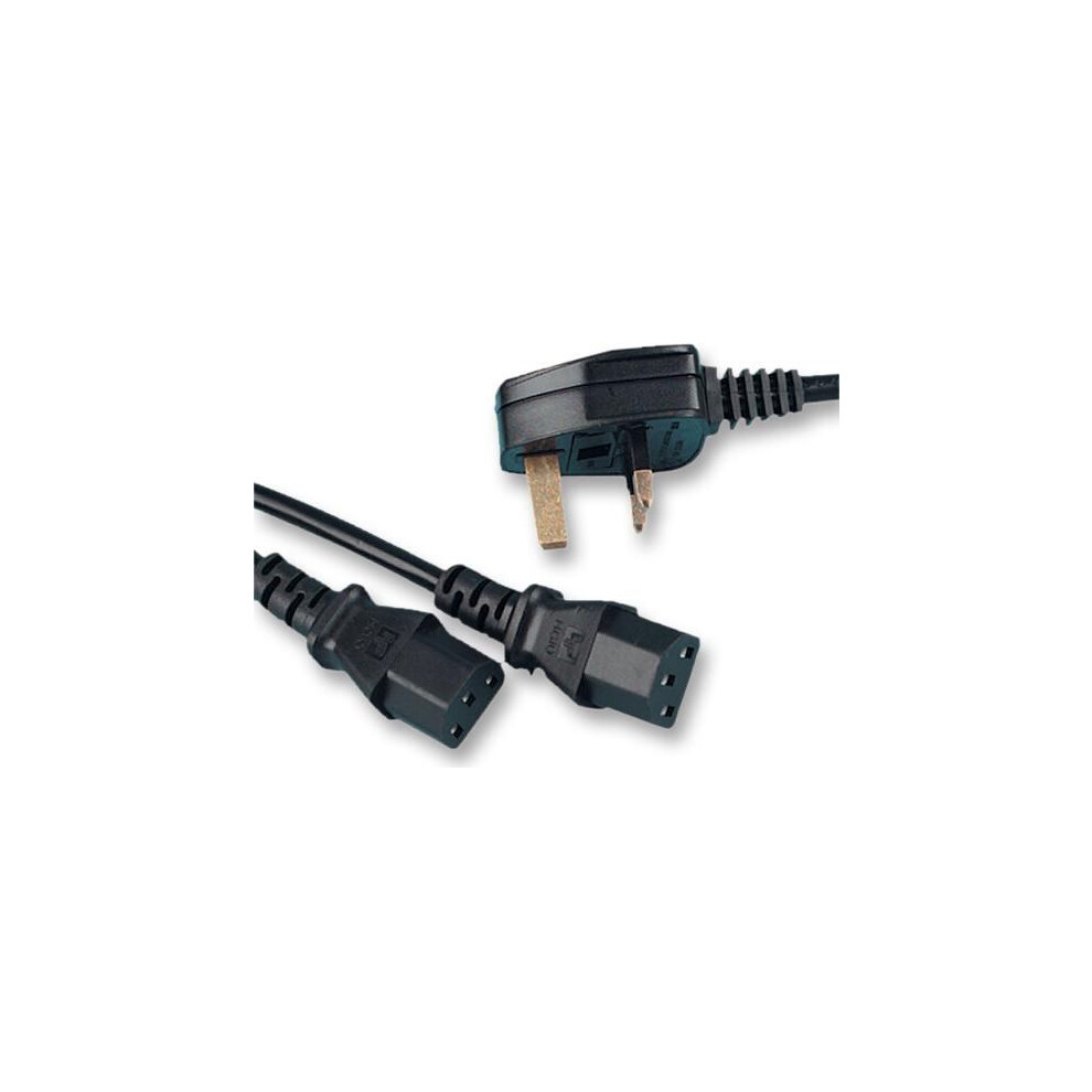 Pro Elec - Iec Splitter, 13A Uk Plug To 2 X Iec C13 Sockets 2M Lead Black 3561214122898
