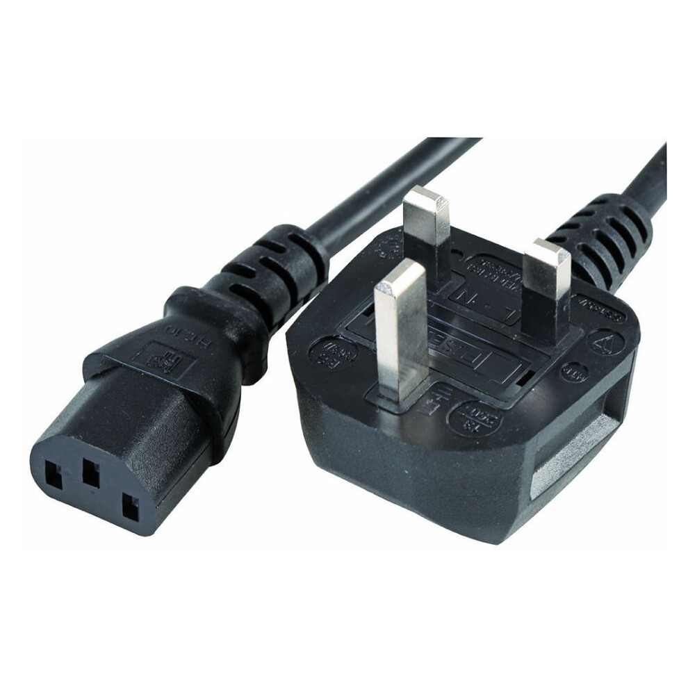 Pro Elec - 2M Uk Mains Plug To Iec C13 Socket Lead, 10A, Black 3561214142995