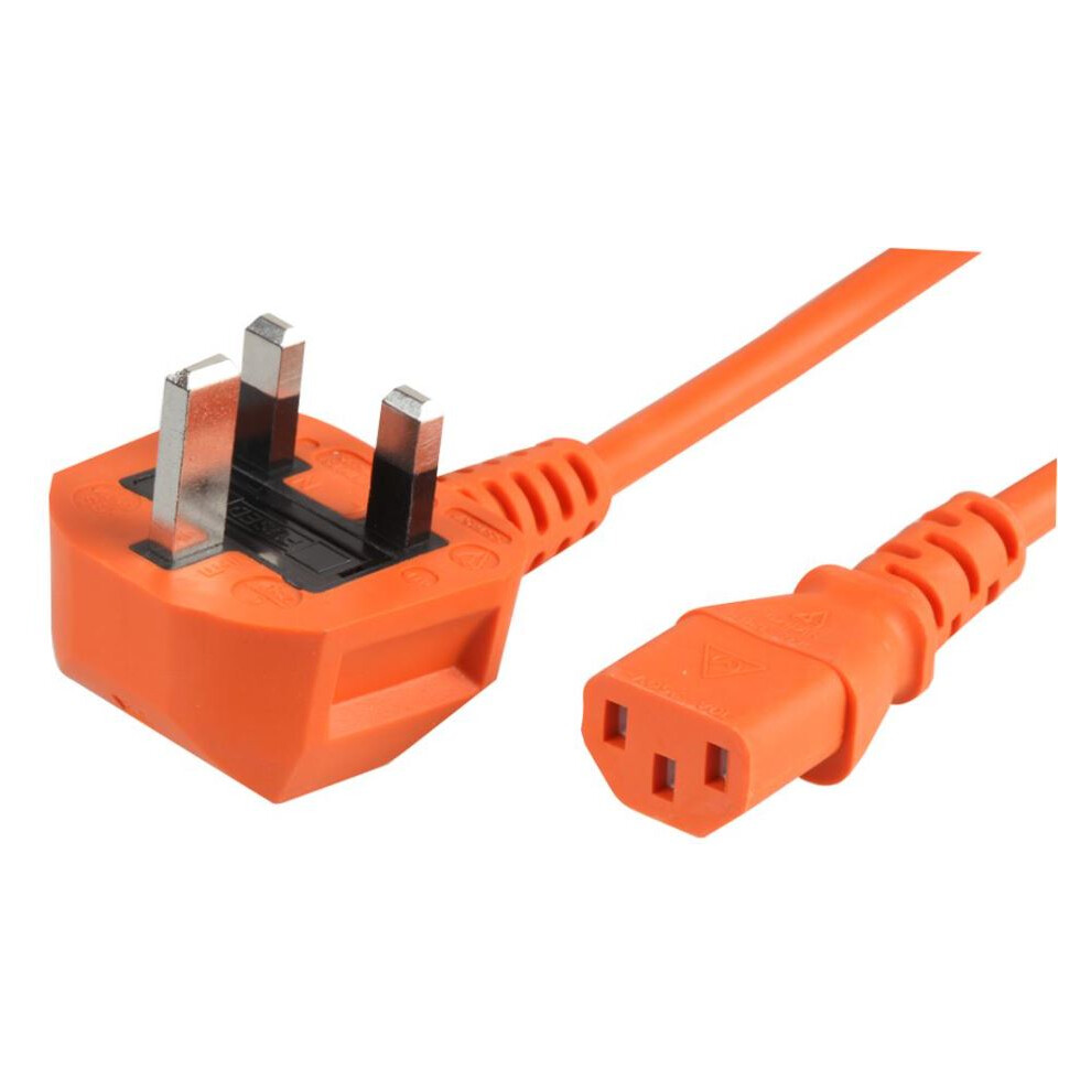 Pro Elec - 13A Uk Plug 5A To C13 Mains Lead, 1.00Mm 3M Orange 3561214152901