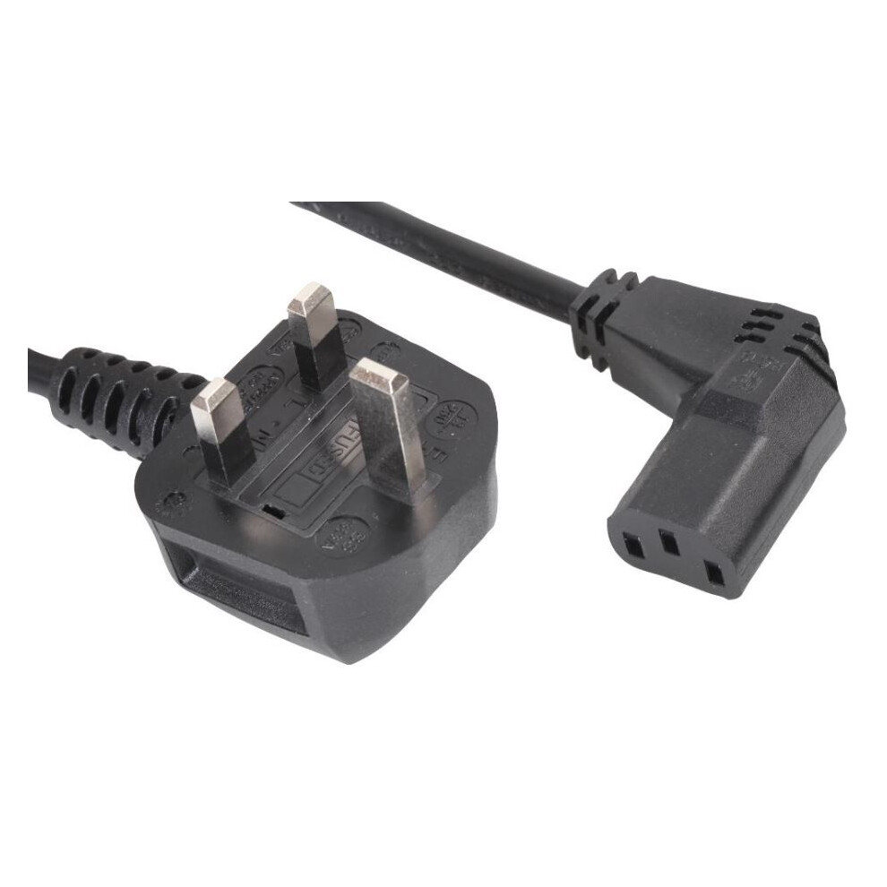 Pro Elec - 13A Uk Mains Plug To 90 Degree Iec C13 Socket, 1M 3561214152925