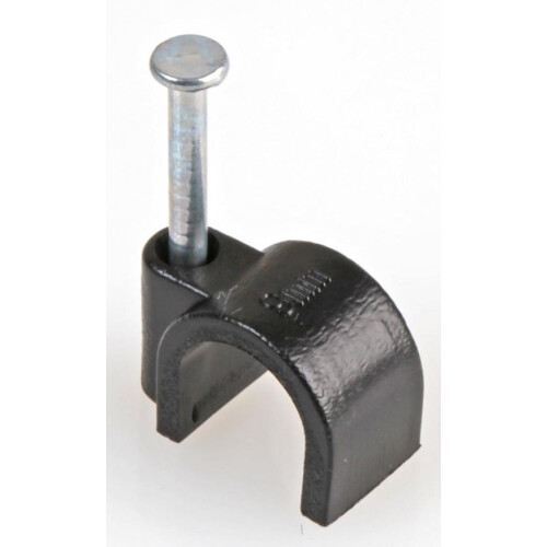 PRO POWER - Round Cable Clips, 9mm, Black, Pack of 100