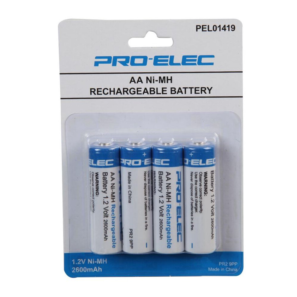 Pro Elec - Nimh Rechargeable Aa Batteries, 2600Mah 4 Pack 3551994192594