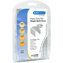 RAPESCO - 923 Heavy Duty Galvanised Metal Staples Multipack - Pack of 3200 Assorted