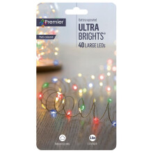 Raraion - 40 LED Multi-Coloured Indoor Ultrabrights, Battery Operated, 3.8m