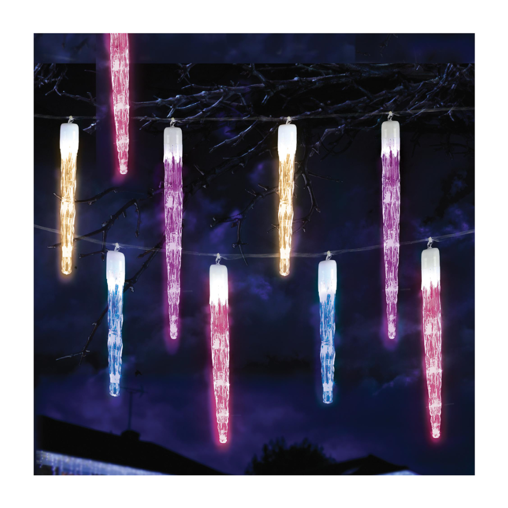 Premier - 24Pc Chaser Icicles With 72 Rainbow Leds