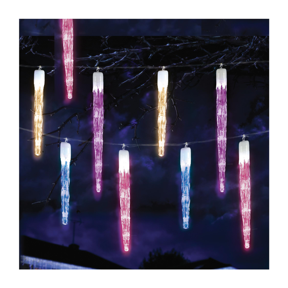 Premier - 24pc Chaser Icicles with 72 Rainbow LEDs