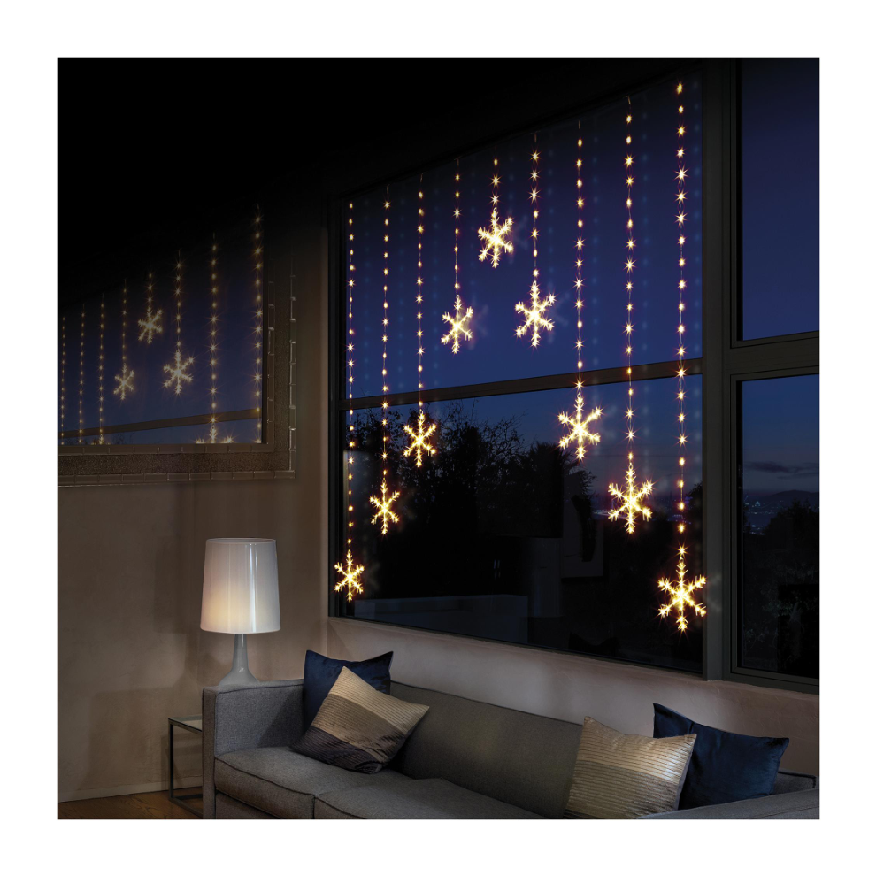 Premier - 339 LED Snowflake Curtain Light, Warm White, 1.2x1.2m