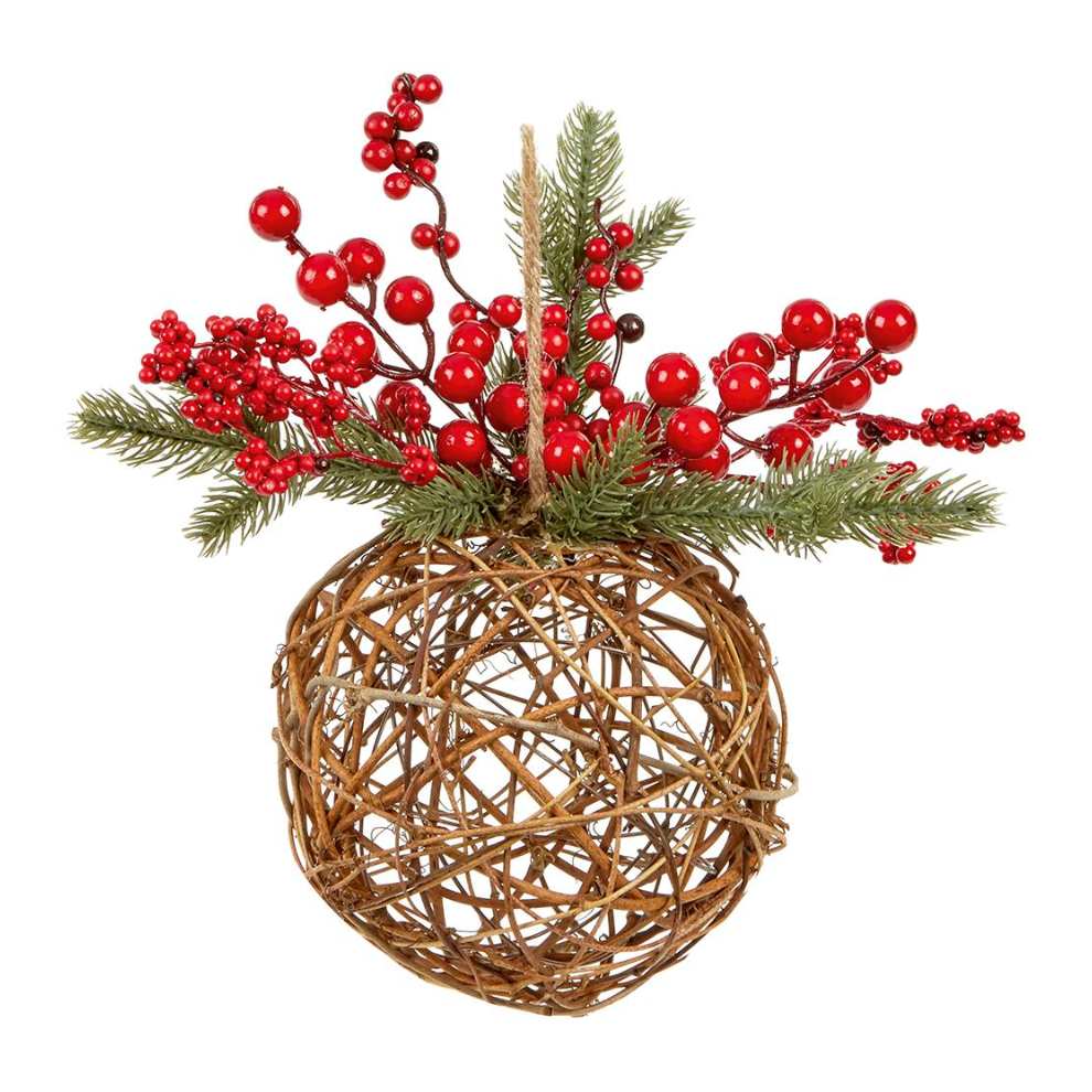 Premier - Decorative Red Berry & Ratten Ornament