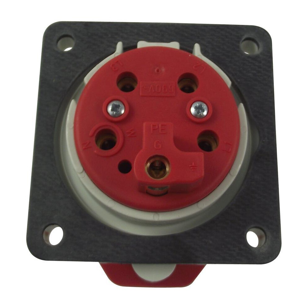 Walther - 32A, 415V, Panel Mount Cee Socket, 3P+N+E, Red, Ip44 3341824132919