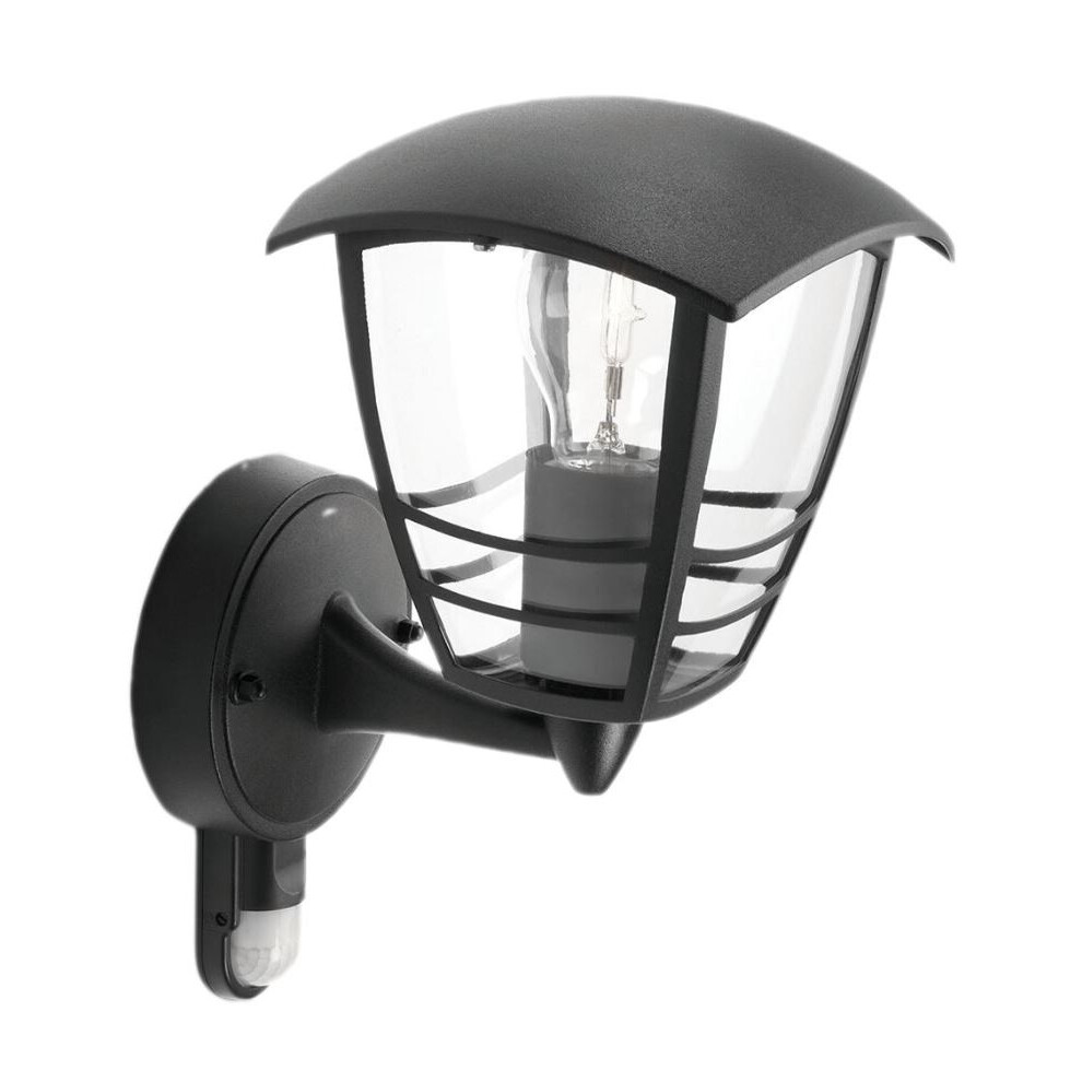 PHILIPS LIGHTING - Creek Wall Light with PIR, 60W, E27, IP44, Black, Dimmable