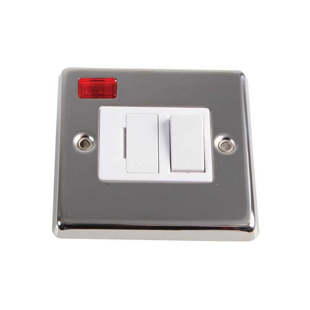 Volex Accessories - 13A Switched Fused Spur, Polished Chrome / White Insert 5010620027290