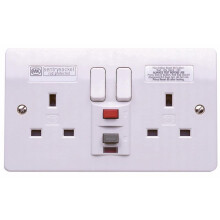 MK - 2 Gang 13A RCD Socket, 30mA Passive