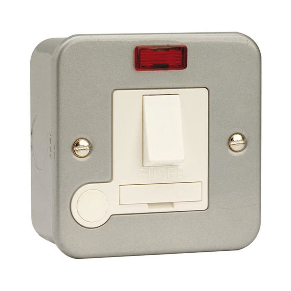 Click Metalclad 13A Switched Fused Spur With Flex Outlet With Neon Surface Mount 5060021991362