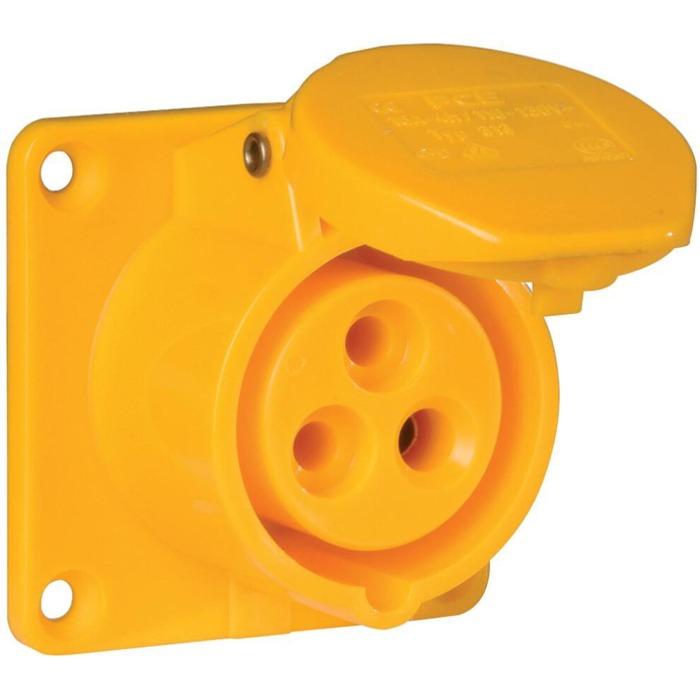 Pce - 32A, 110V, Panel Mount Cee Socket, 2P+E, Yellow, Ip44 3341844152775