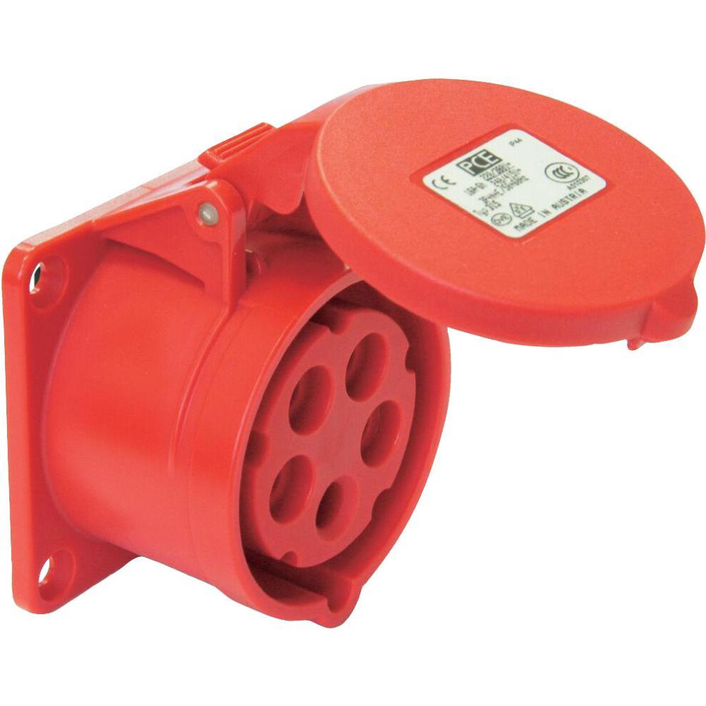 Pce - 32A, 400V, Panel Mount Cee Socket, 3P+N+E, Red, Ip44 3341844152799