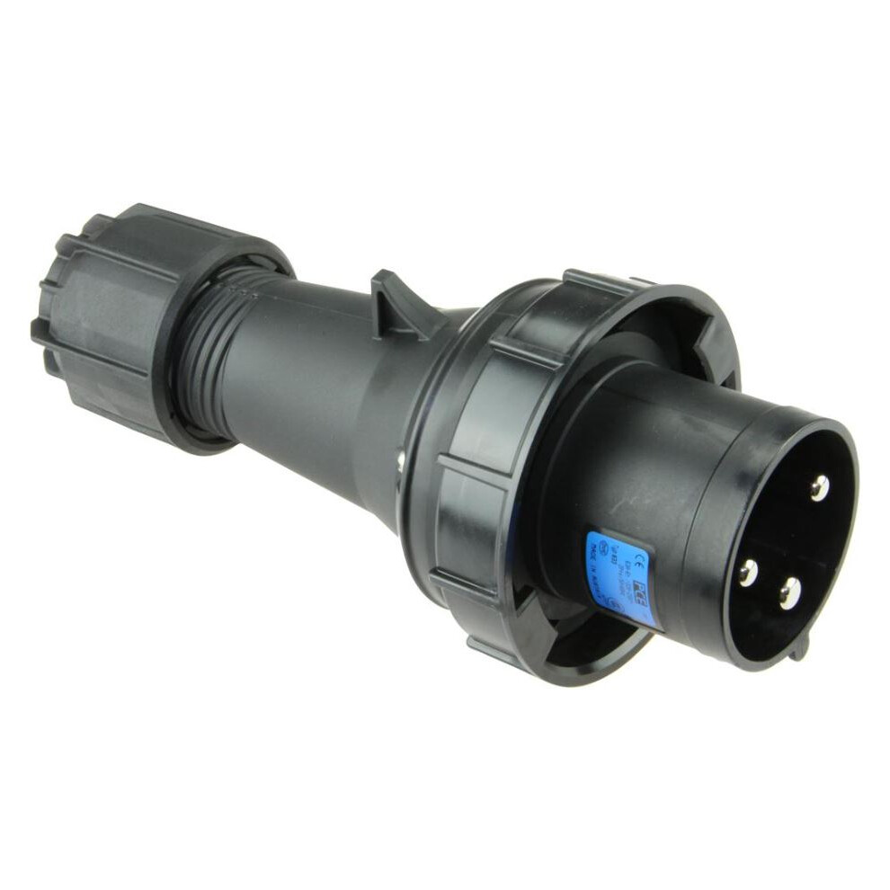 Pce - 63A, 230V, Cable Mount Cee Plug, 2P+E, Black, Ip67 3561214152628