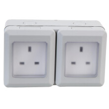 PRO ELEC - 2-Gang Weatherproof Mains Socket, IP55
