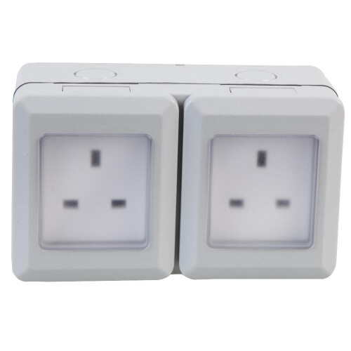 PRO ELEC - 2-Gang Weatherproof Mains Socket, IP55