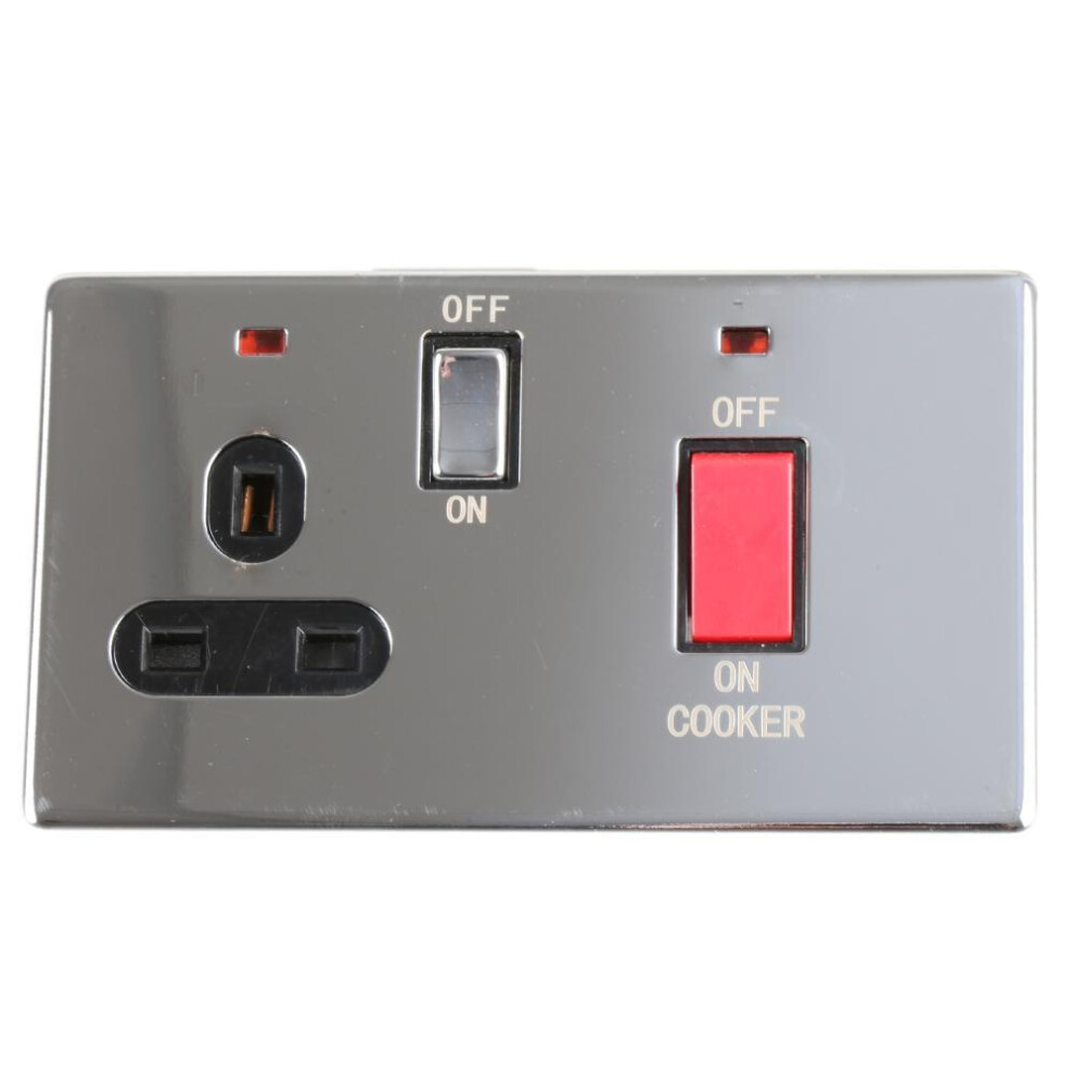 Pro Elec - Screwless Cooker Switch With Neons, 45A, Polished Chrome 3341844192078