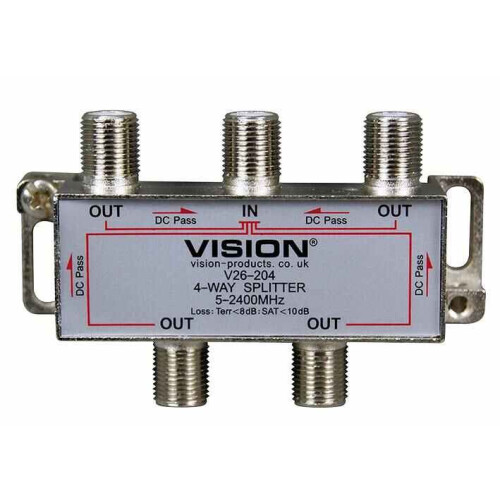 VISION - 4-Way Splitter DC Pass 5-2400MHz V26-204