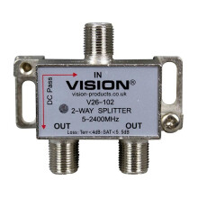 VISION - 2-Way Splitter DC Pass 5-2400MHz LED Indicator V26-102LED
