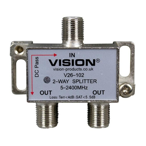 VISION - 2-Way Splitter DC Pass 5-2400MHz LED Indicator V26-102LED