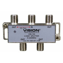 VISION - 4-Way Splitter DC Pass 5-2400MHz LED Indicator V26-104LED