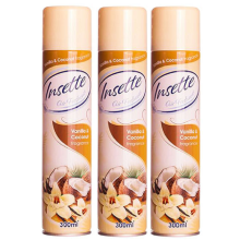 Insette Vanilla & Coconut Fragrance Air Freshener Room Spray 3x300ml EXP AUG2026