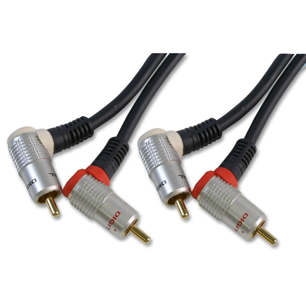 Pro Signal - 2X Right Angled Phono (Rca) Male To Male Lead, 1.5M Black 5051259030664