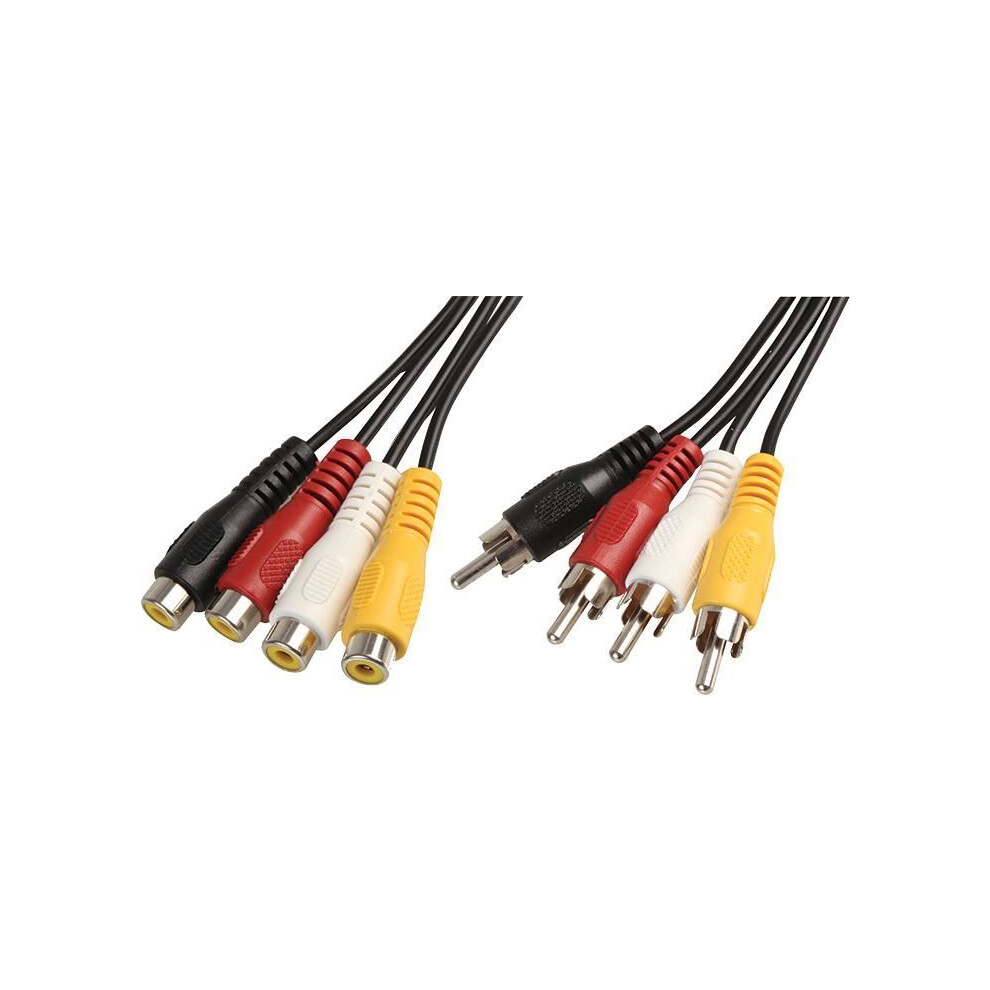 Pro Signal - 4X Phono (Rca) Female To 4X Male Lead, 1.5M Black 5051259042759