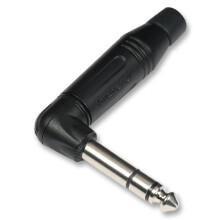 AMPHENOL - 6.35mm Jack Plug, 3 Pole, 90 Degree, Black
