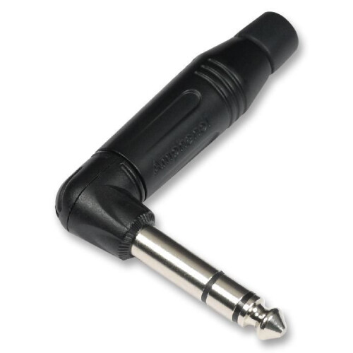 AMPHENOL - 6.35mm Jack Plug, 3 Pole, 90 Degree, Black