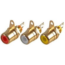 PRO SIGNAL Phono Sockets Panel Mount Solder Termination A/V Colour Coded x3