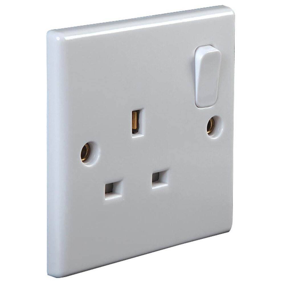 Pro Elec - Switched 1-Gang, Single-Pole Mains Socket, Round Edge, 13A, 250V 3341844162958