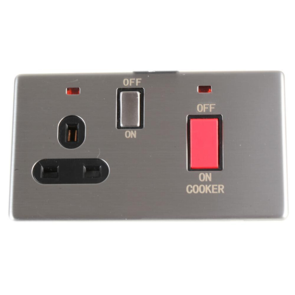 Pro Elec - Screwless Cooker Switch With Neons, 45A, Stainless Steel 3341844192108