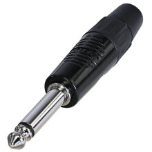 REAN - 6.35mm 1/4" Mono Jack Plug, Black, Tin Plated Contacts