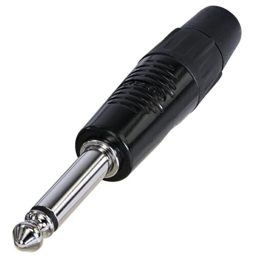 REAN - 6.35mm 1/4" Mono Jack Plug,  Black, Tin Plated Contacts