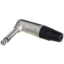 REAN - 6.35mm 1/4" Mono Jack Plug, 90 Degree, Nickel, Tin Plated Contatcs