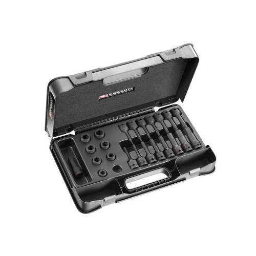 Facom Facom - 6-Point Stubby Impact Socket Set 1/2in SQDR, 23 Piece