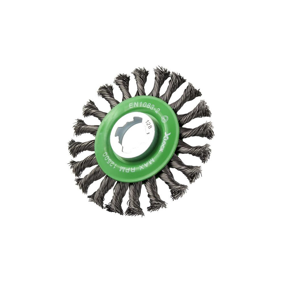 Faithfull - X-LOCK Conical Wire Brush 115mm M14x2, 0.50mm Stainless Steel Wire