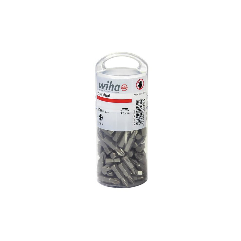 Wiha - Standard Pozidriv Bits Pz2 25Mm Tub Of 100