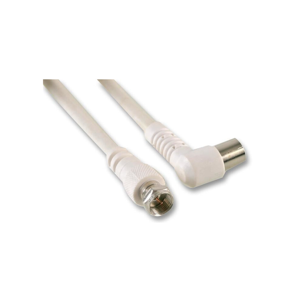 Pro Signal - F Plug To Right Angled Coax Socket Satellite Lead, Rg59 75 Ohm 1M White 642610969348