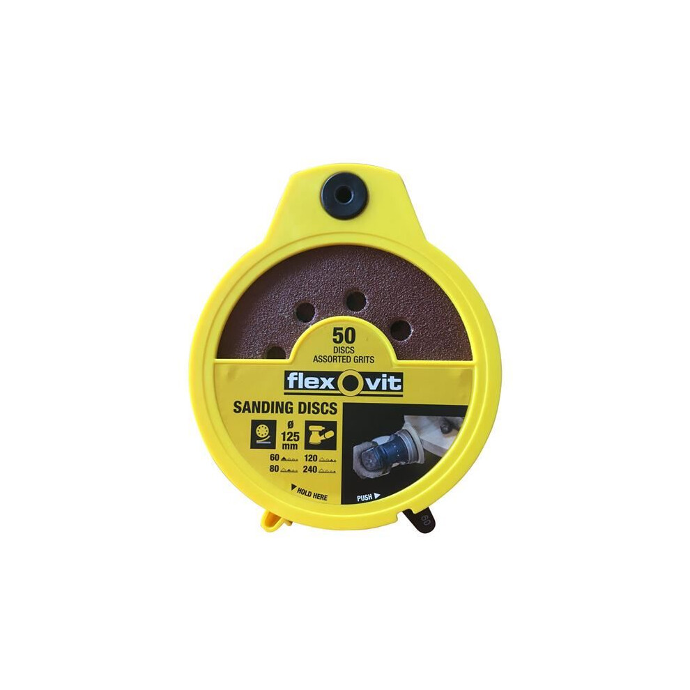 Flexovit - Hook & Loop Sanding Disc 125Mm Assorted (Dispenser 50)