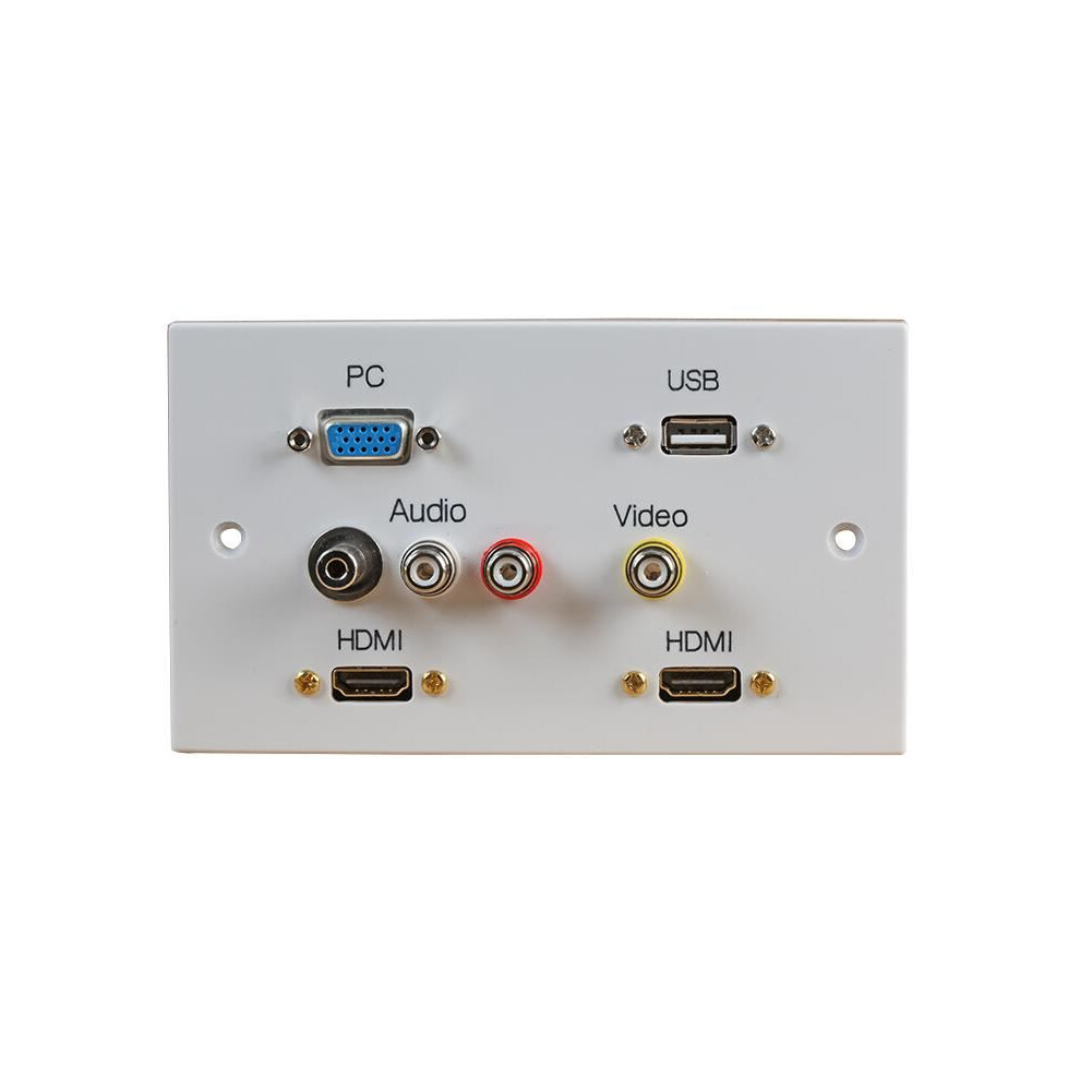 Pro Signal - 2 Gang Hdmi Wallplate With Vga, Usb A & Av Ports 3551984182376