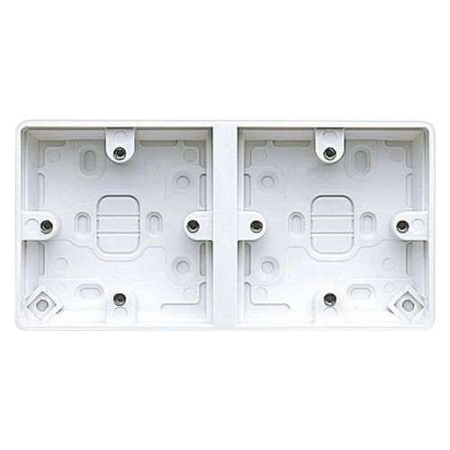 MK - 2 Gang White Surface Pattress Box, 38mm
