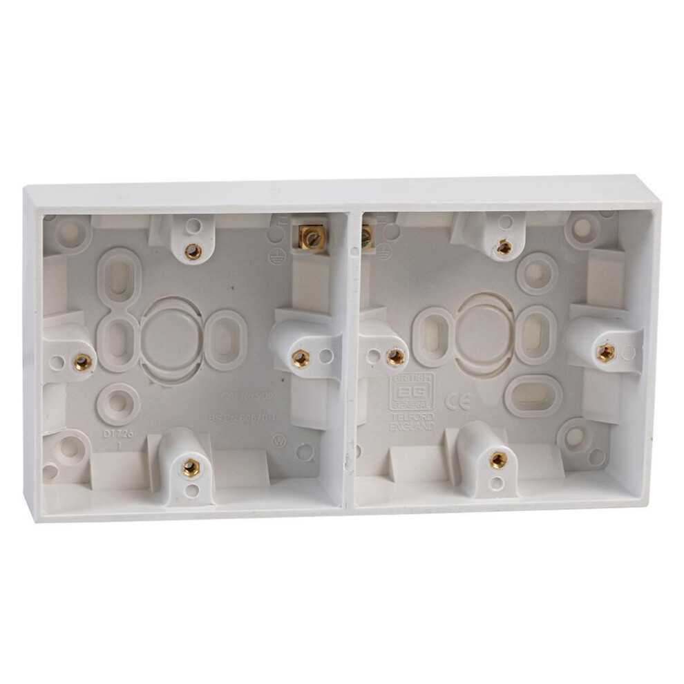 BRITISH GENERAL - 2 Gang White Surface Pattress Box, 37mm