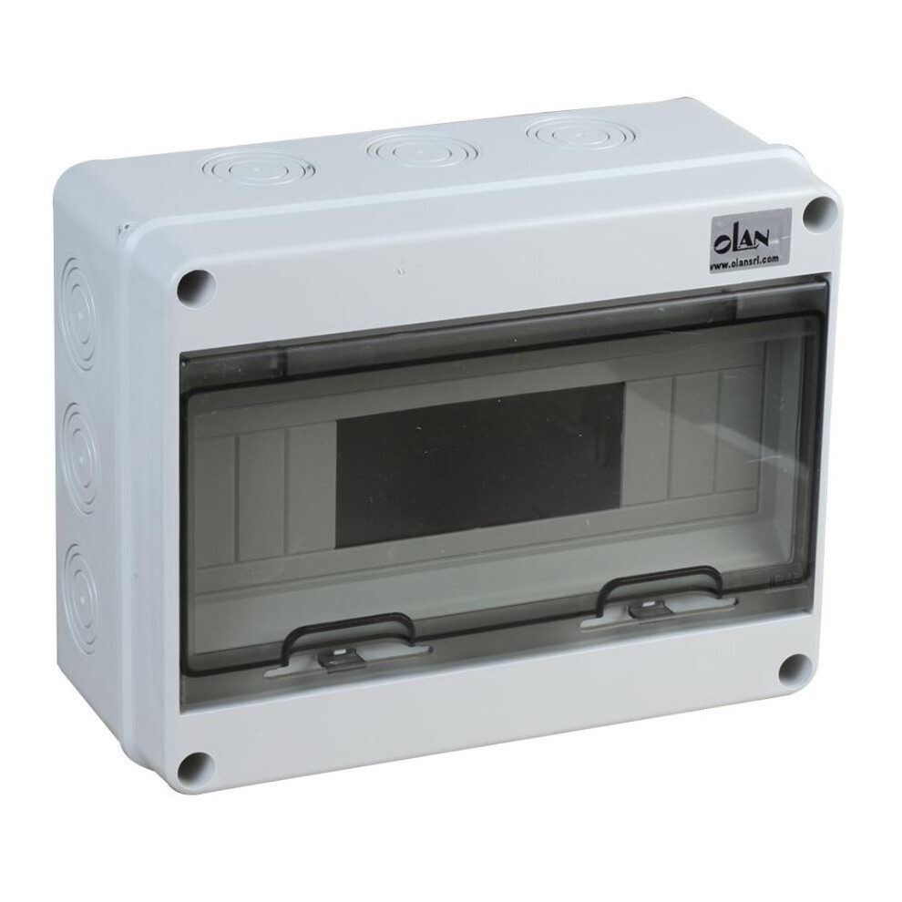 Olan - Ip65 Abs 12 Module Wall Mount Enclosure With Transparent Lid - 245X195x105mm 3561154172687