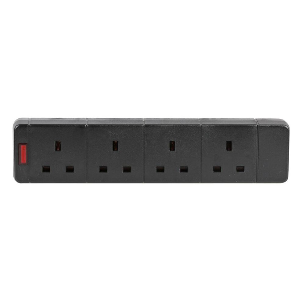 Pro Elec - 4-Gang Socket With Neon Indicator 13A 240V Black 5051259035492