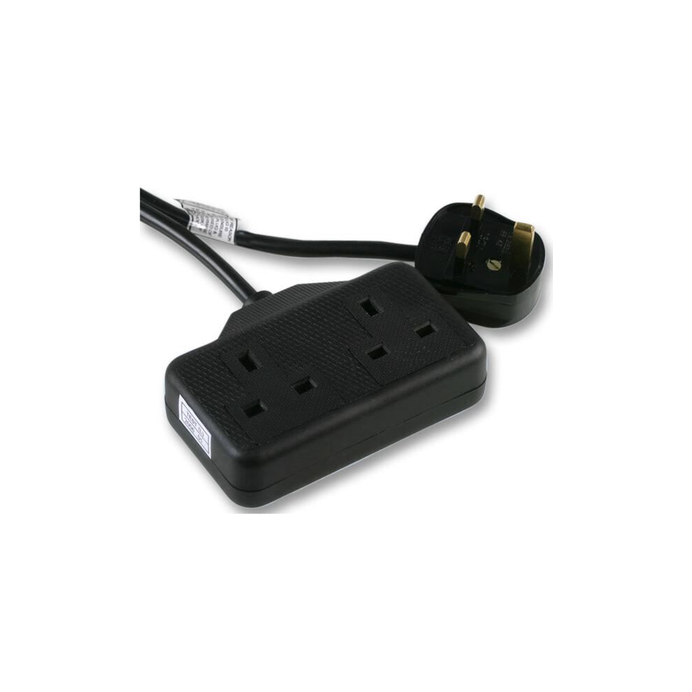 Pro Elec - 15M 2 Gang Rubber Extension Lead, 13A Black 3561214132101
